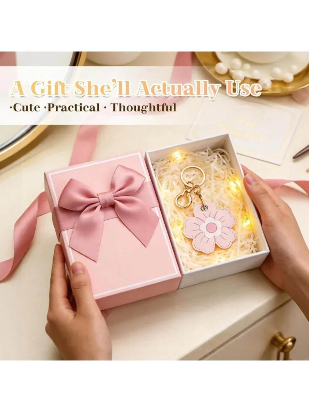 Floral Leather Keychain Holder for AirTag - Protective Case Set of 4
